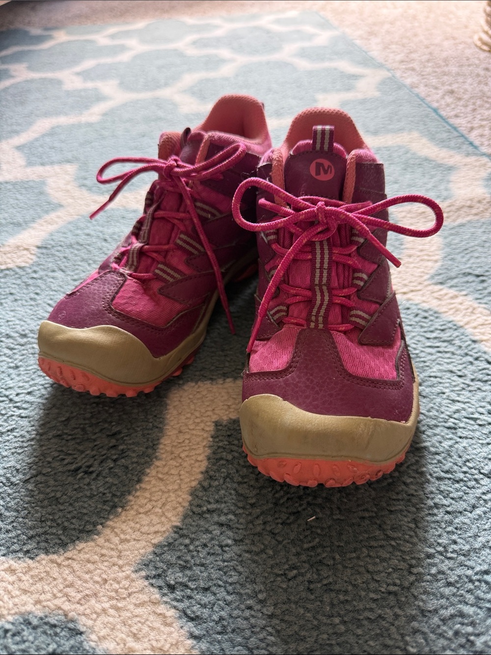 EUC Merrell Kids Magenta and Coral Trail Boots